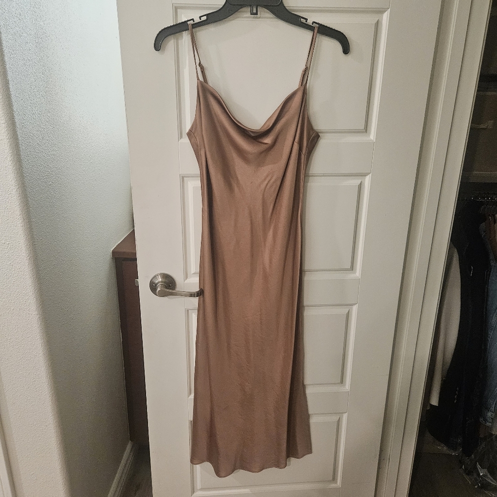 Express Gold Mini Satin Slip Dress Size Small Women's Cowl Neck STUNNING 😍